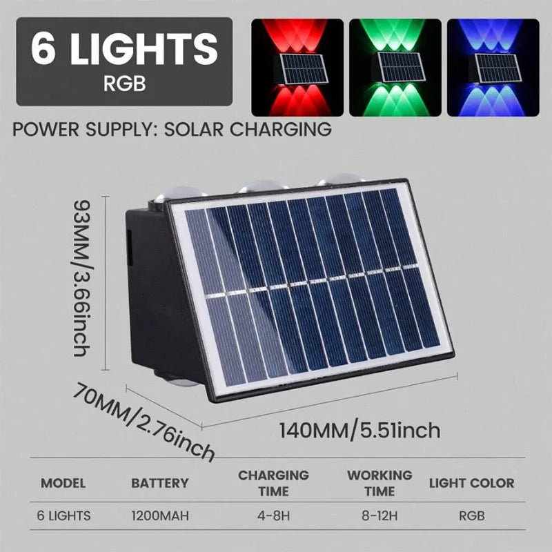 lampe murale solaire led moderne éclairage extérieur balcon jardin ip65 étancheRGBOpaque