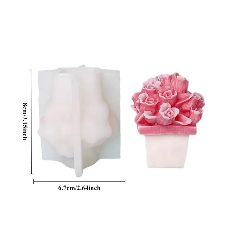 moule silicone bougie fleur rose bouquet artisanal décoration bricolage savon plâtre résine