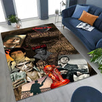 tapis salon décoratif portrait cinéma noir blanc moderne grand tapis sol maison intérieur