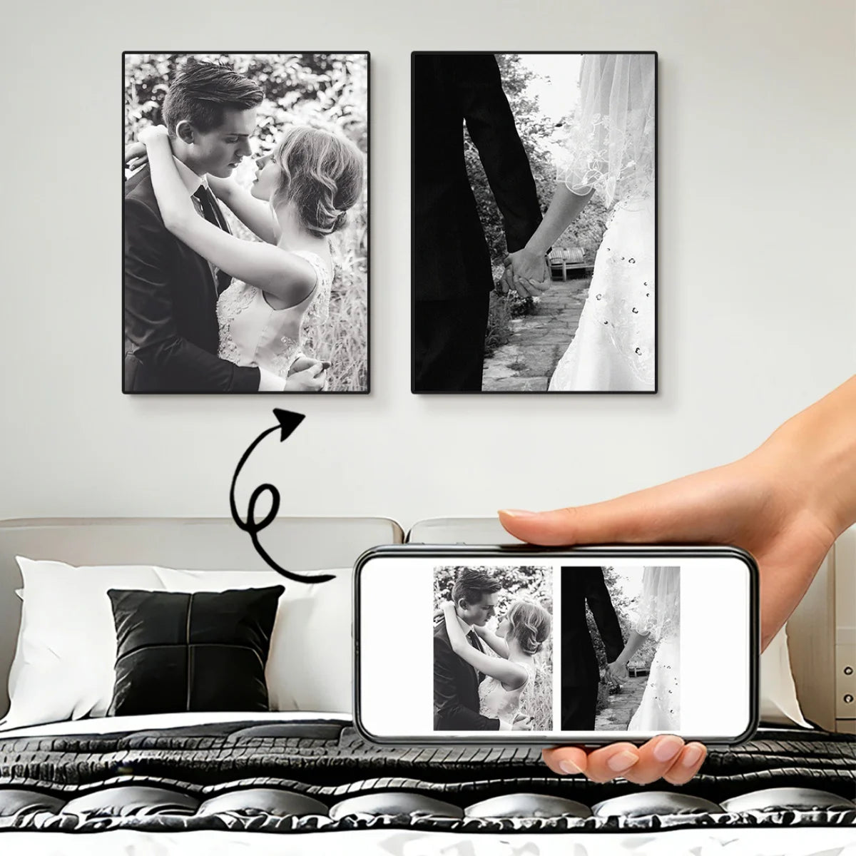 poster personnalisé photo imprimée minimaliste cadre maison couple famille animaux paysage blanc noir