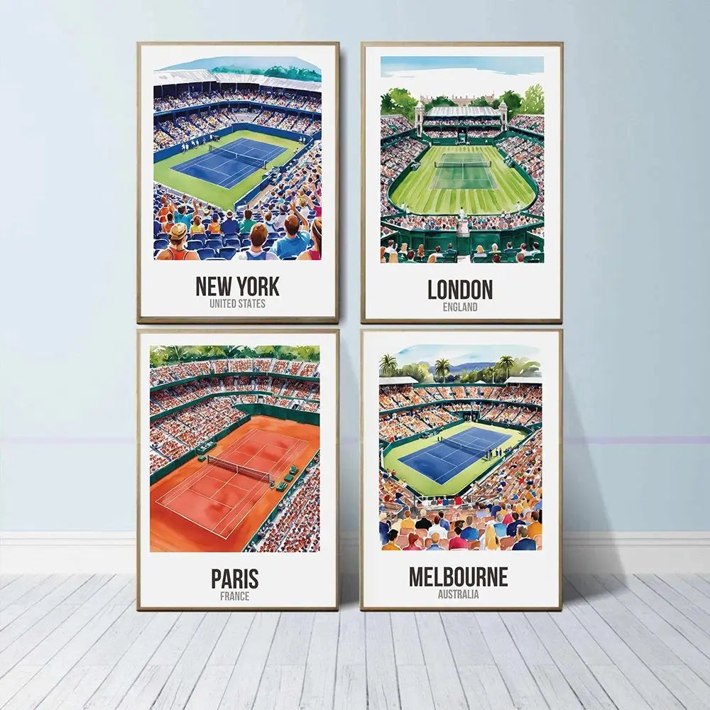 affiche tennis match grand slam décoration murale salon toile cadre illustration réaliste sport maison