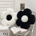 coussin fleurs stylisées blanc noir velours moderne coton polyester siège décoration maison anti décubitus