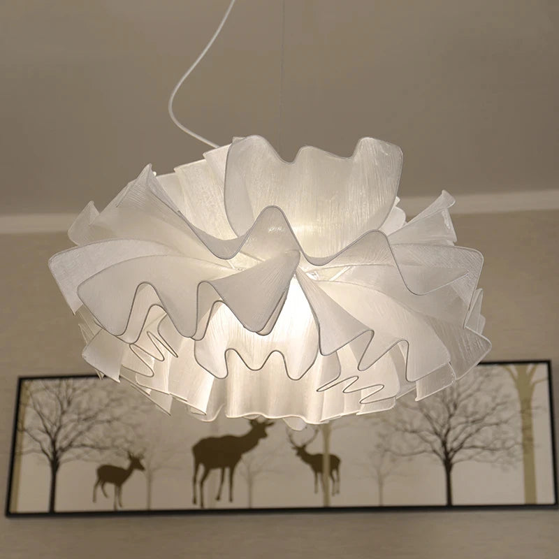 lampe suspendue moderne plissée blanc câble suspendu salon chambre nordique led