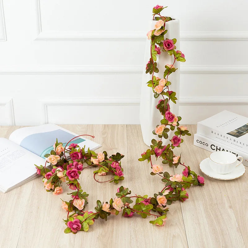 guirlande fleurs artificielles roses couleurs variées décoration extérieure intérieure romantique mariage événements festive
