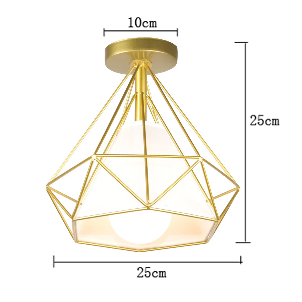 lampe moderne or structure métallique géométrique éclairage quotidien chambre cuisine salle manger entree