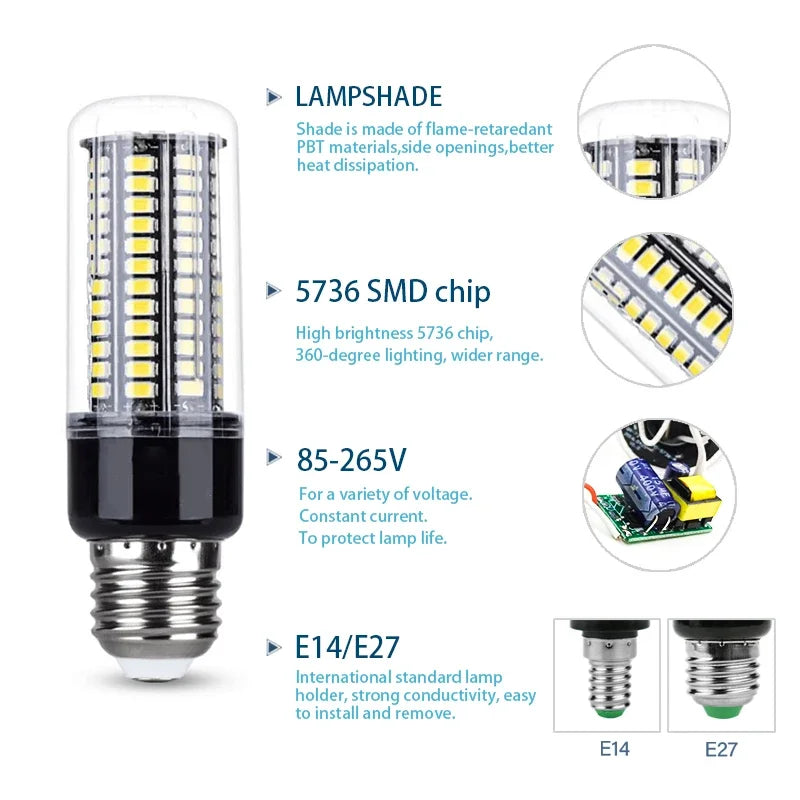 ampoule led maïs blanc chaud moderne base e14 e27 haute luminosité décoration salon intérieur