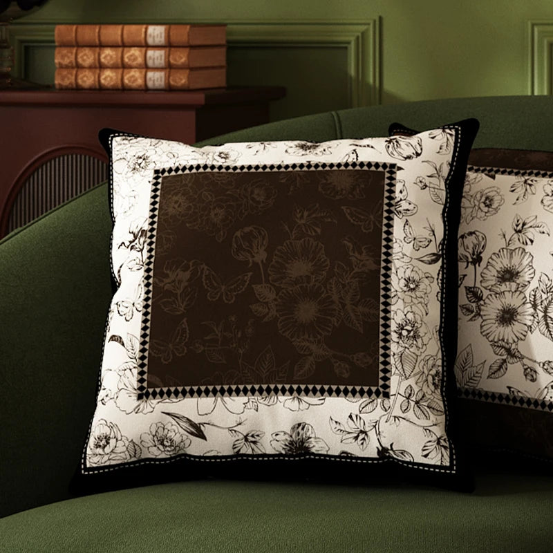 housse coussin motif floral peluche carré décoration maison lit salon voiture chambre coucher
