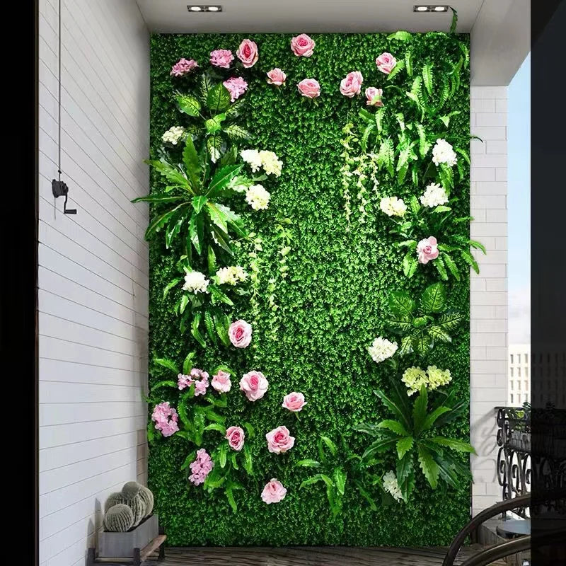 mur végétal artificiel décoration fleurs mousse herbe panneau extérieur mariage jardin moderne naturel vert