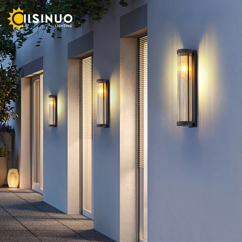 lampe murale gris moderne rayures verticales éclairage extérieur résistante intempéries led rechargeable occlusion abatjour