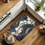 tapis salle bain galets animaux gris moderne antidérapant machine lavable adhésif blanc