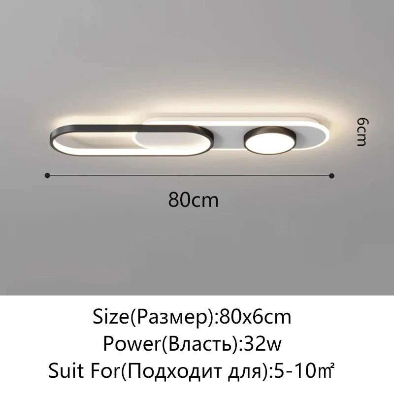 lampe led moderne plafonnier fer aluminium poli noir blanc éclairage quotidien toucher interrupteur