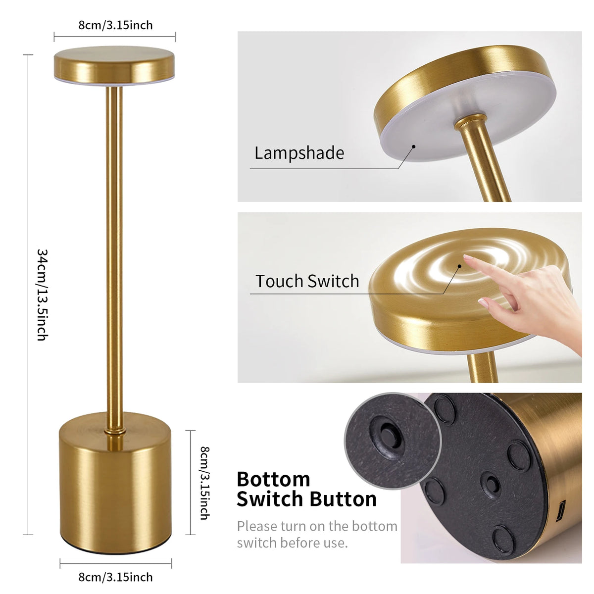 veilleuse led rechargeable tactile or noir blanc moderne couleurs réglable ambiance chambrehôtelbarDecoration