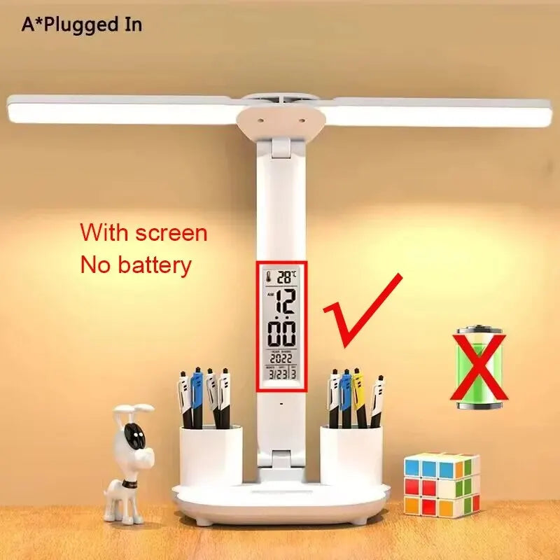 lampe led rechargeable usb horloge affichage numérique blanc moderne 180deg rotation pliable