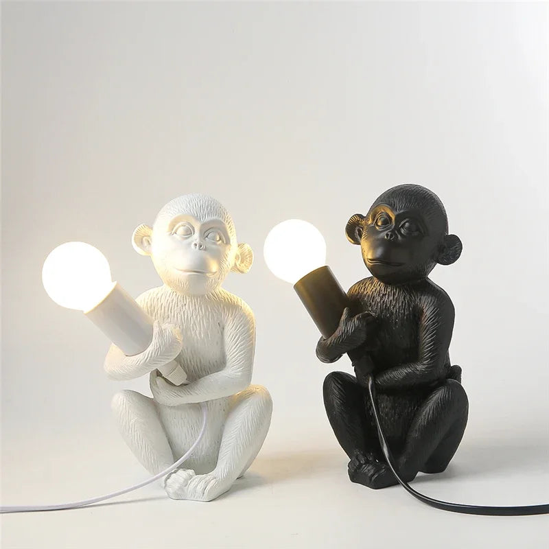 lampes decoratives forme singe blanc noir doré texturé moderne chambre enfants