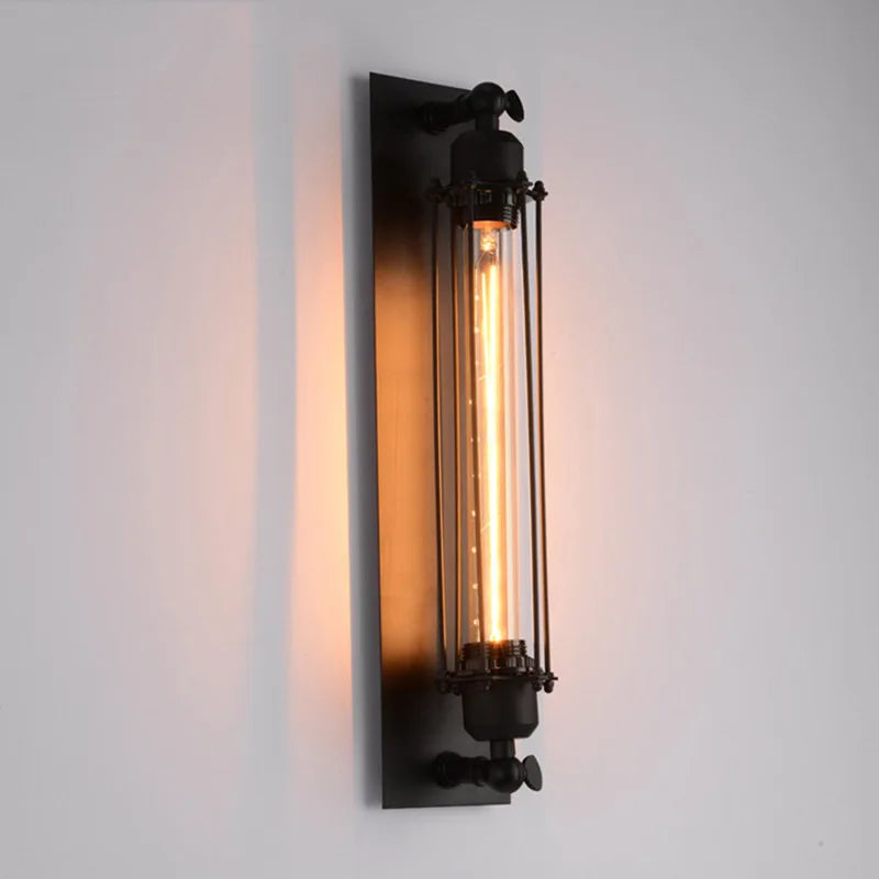 lampe murale industrielle vintage noire dorée transparente ampoule filament métallique