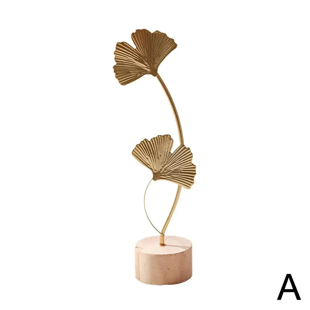 plantes artificielles métal doré feuilles stylisées moderne minimalisteintérieur décoration base bois tringle métal