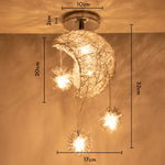 lampe suspendue moderne lune étoiles blanc doré salon chambre led