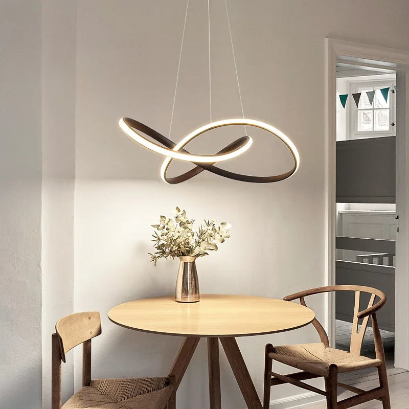suspension lumineuse moderne minimaliste blanc marron foncé gris câbles métalliques hauteur ajustable diamètre 48cm