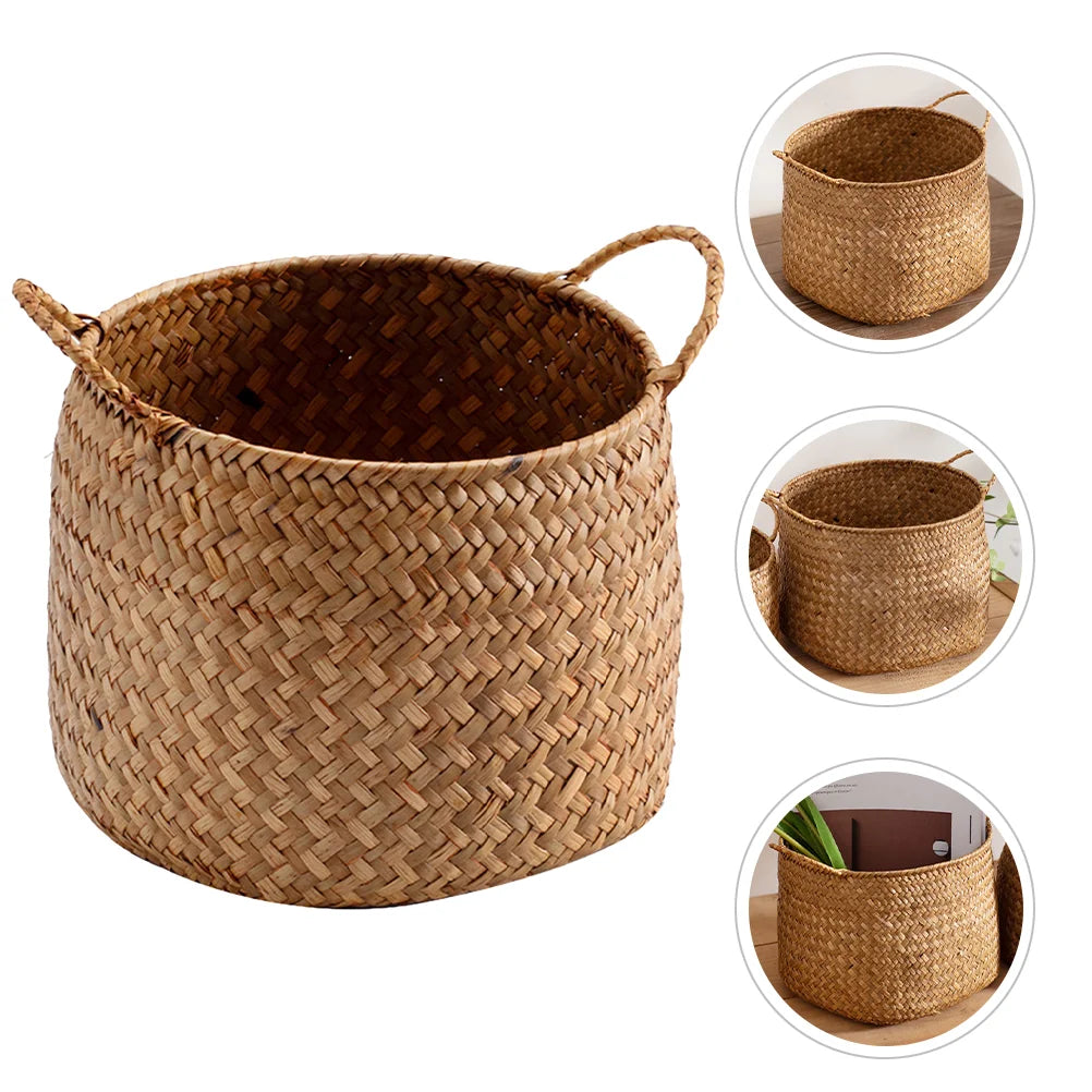 panier tressé marron clair bohème rustique magazines herbes séchées tissus opacité totale