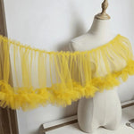 ruban tulle plissé noir rose blanc jaune fin élégant décoration 90cm longueur 15cm largeur