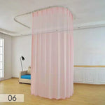 rideau séparation médical tissu plissé bleu vert rose jaune blanc opacité transparente tringle métal
