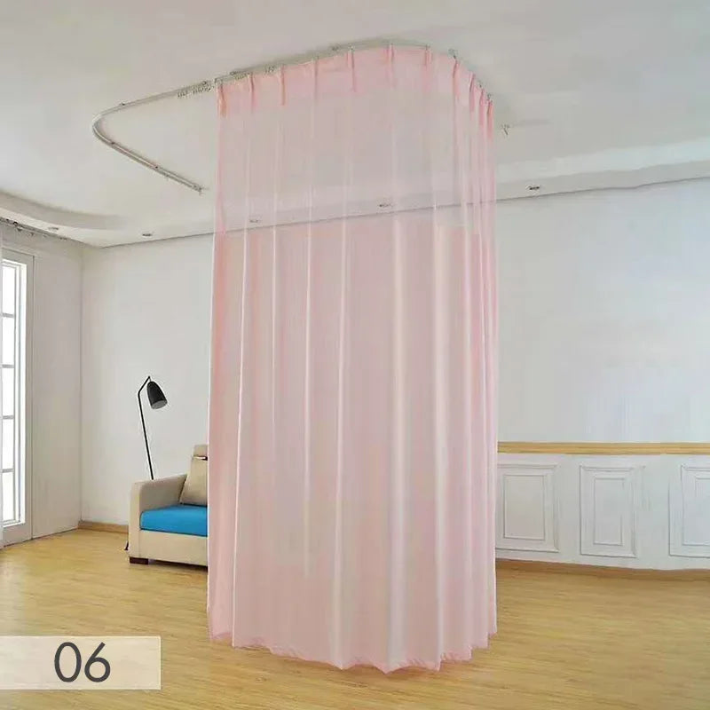 rideau séparation médical tissu plissé bleu vert rose jaune blanc opacité transparente tringle métal