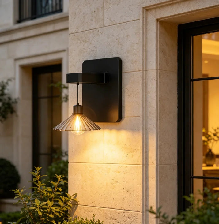 lampe murale moderne noire plissée éclairage d'ambiance extérieur étanche ip65