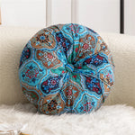 coussin siège rond bohème motifs floraux géométriques velours cotonnable intérieur extérieur