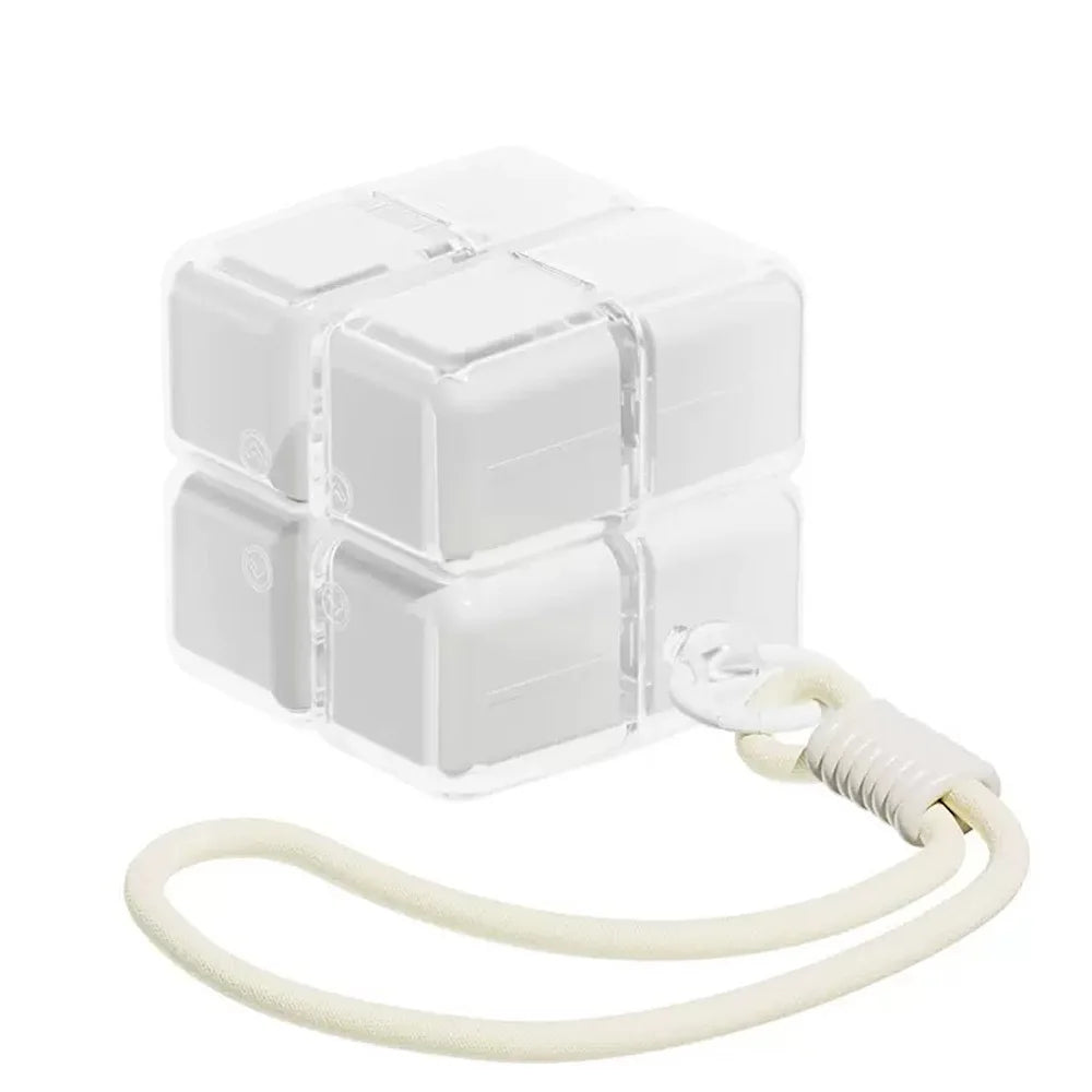 cube rangement médicaments violet blanc vert jaune moderne compartiments cordelette portable organisation