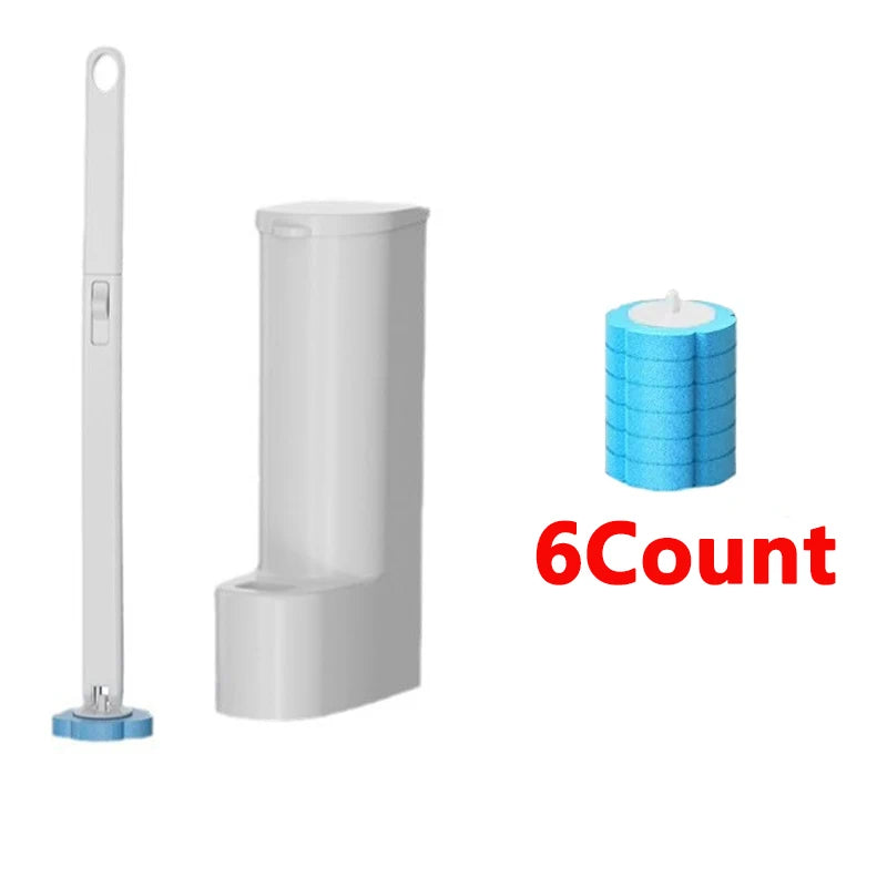 brosse toilette jetable moderne blanche bleue motifs géométriques granulée écologique