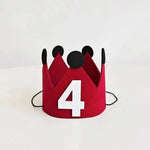 couronne anniversaire enfant rouge oreilles chiffres adhésif festive décoration première année joyeuse festivités