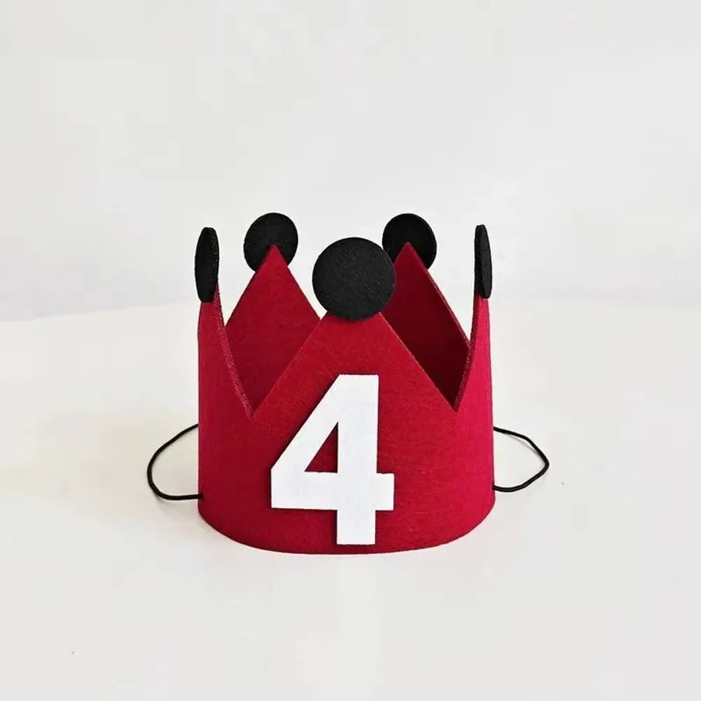 couronne anniversaire enfant rouge oreilles chiffres adhésif festive décoration première année joyeuse festivités