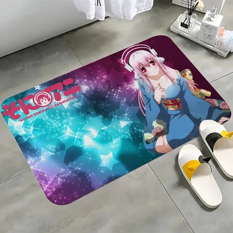 tapis sol antidérapant polyester anime rose motifs géométriques moderne salon chambre coucher