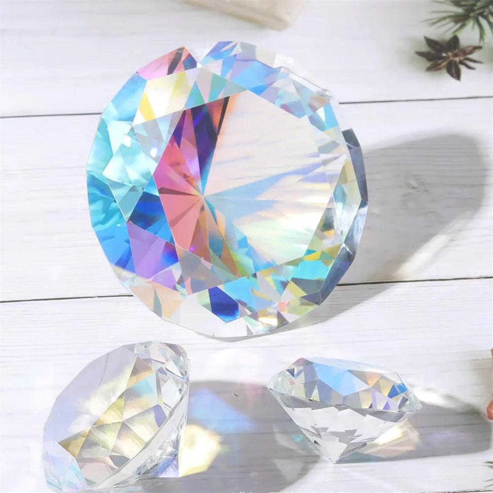 presse papier diamant artificiel multicolore facettes brillantes support métallique moderne décoration occasion fête anniversaire
