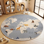 tapis rond carte monde moderne floral adhésif salon chambre extérieur bleu clair vert foncé