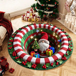 tapis sol rouge vert blanc noël rayures flocons guirlandes cadeaux 60cm antidérapant