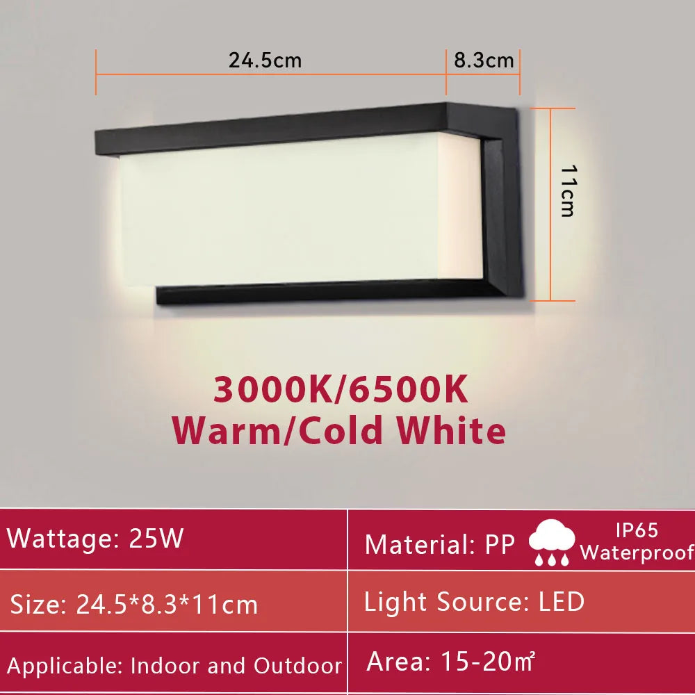 lampe murale led moderne noire 25w ip20 extérieure ac220v warm cold led jardin patio