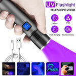 lampe torche uv rechargeable led gris noir 5w zoomable certifications ccc fcc rohs ul
