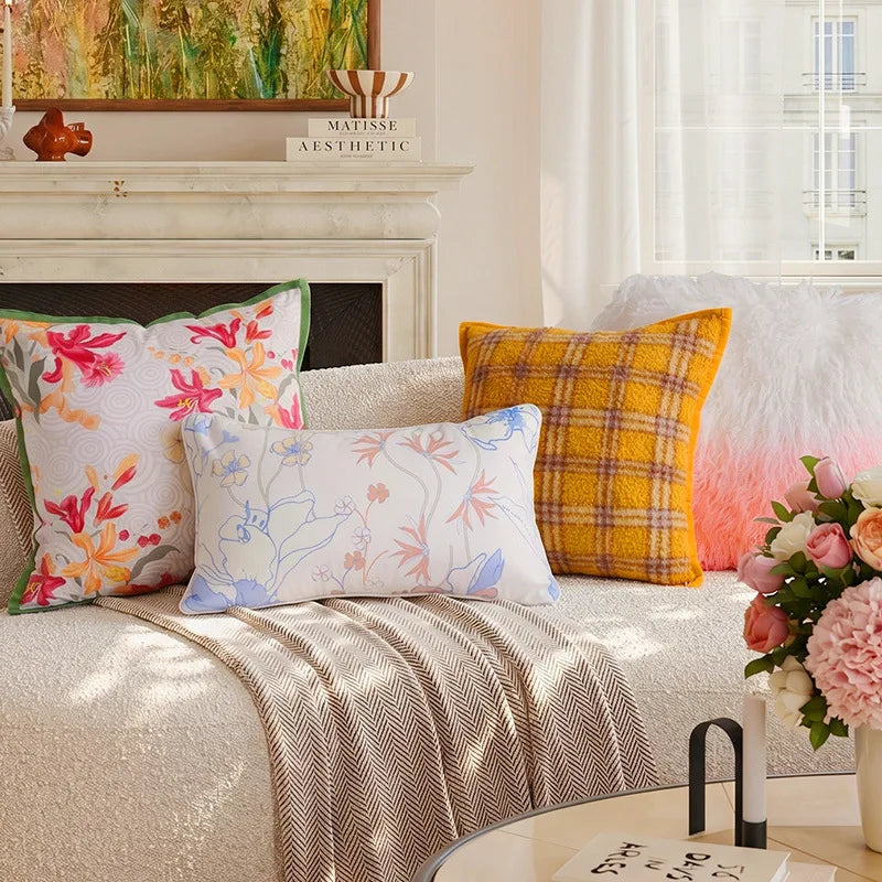 coussins décoratifs motifs floraux nordique poly coton modernes 30x50cm 45x45cm