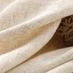 rideau douche texturé lin beige rustique opacité respectueux environnement toilettte tringle métalliques serviettes panier