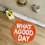 tapis orange blanc motif géométrique moderne texturé WHAT GOOD DAY chambre salon