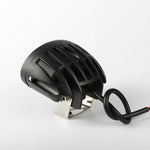 projecteur led ovale noir bleu lumière industrielle utilitaire fentes refroidissement support métallique serre joint