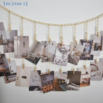 cadre mural photos boho bois ficelle macramé beige blanc rustique