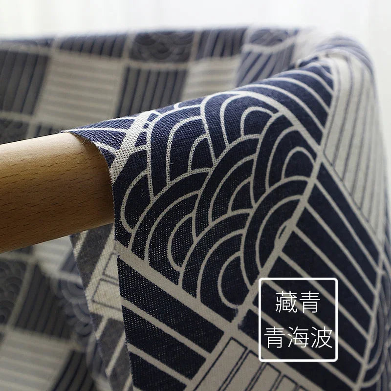 tissu teint motif vagues bleu marine blanc moderne serviettes 150cm large résistant abrasion 150x50cm