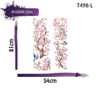 sticker mural arbre fleur cerisier rose oiseaux feuilles naturel chambre salon kitchen