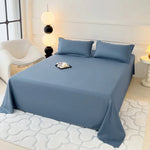 drap plat double gris lisse satiné minimaliste moderne lit adultes polyester