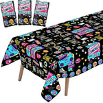 nappe jetable 90s anniversaire graphique cassette audio noir rose jaune bleu festive retrogaming tableDecoration
