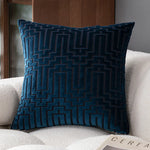 coussin velours géométrique moderne 45x45cm couleur bleu noir gris ornemental
