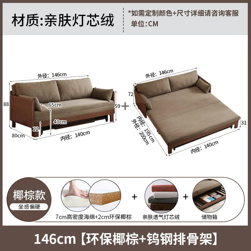 canapé lit marron clair rayures horizontales moderne extensible coussins multifonctionnel