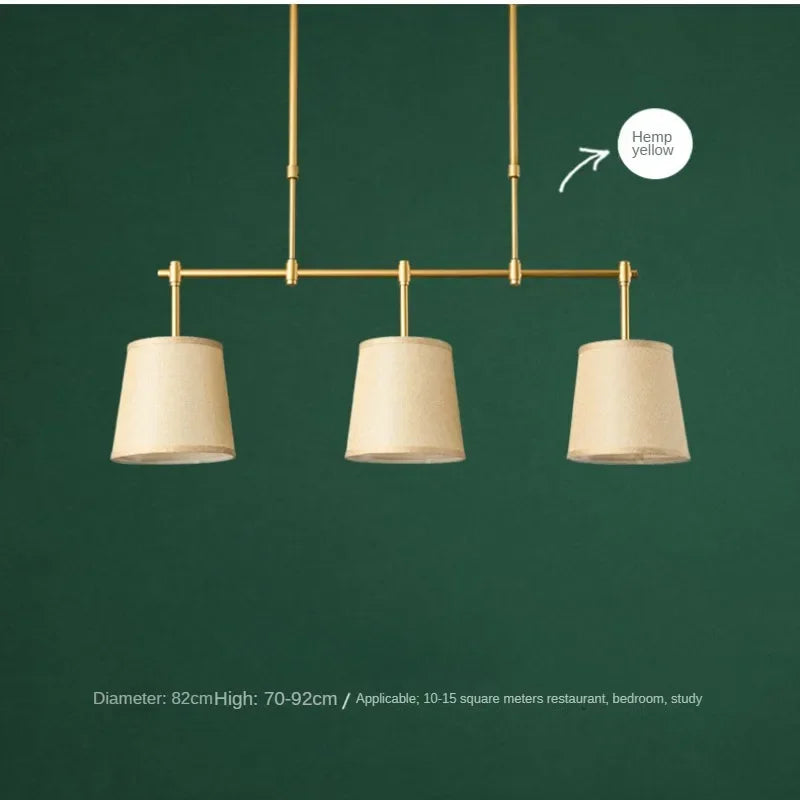 suspension lumineuse moderne lampes or beige tissu uni métal doré 82cm 70 92cm
